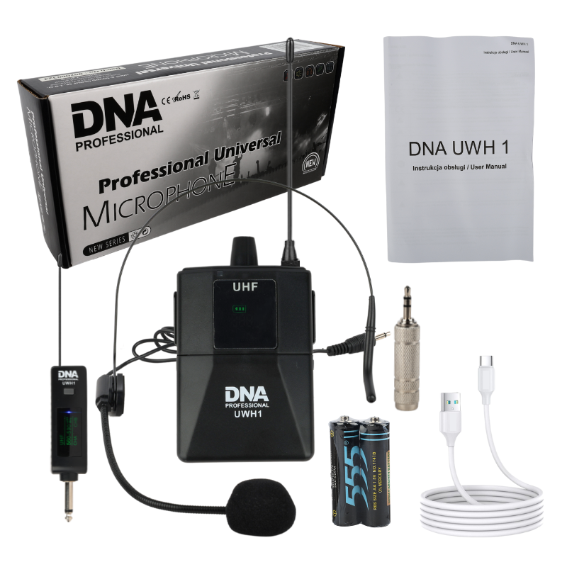 DNA UWH 1 Drahtloses Headset Mikrofone System mit Bodypack
