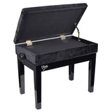 V-TONE Bench 2 WL Klavierbank – Schwarzer Velours mit Stauraum