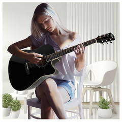 V-TONE VEAG1 CE BK elektroakustische Gitarre 4/4 Dreadnought Cutaway schwarz