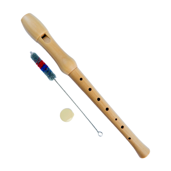 V-TONE FL W1 Sopran-Blockflöte aus Naturholz mit Reinigungsstab, Fett und Etui