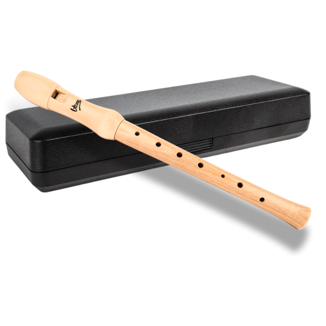 V-TONE FL W1 Sopran-Blockflöte aus Naturholz mit Reinigungsstab, Fett und Etui