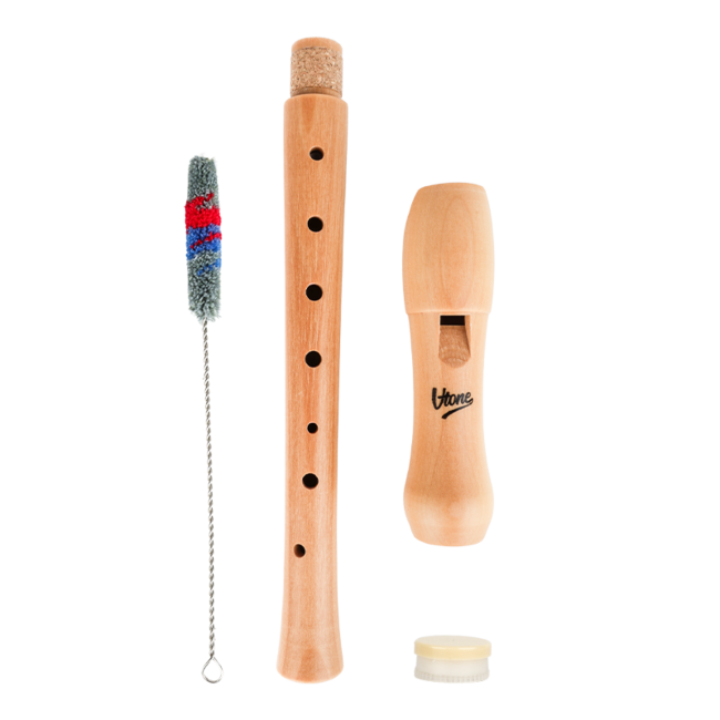 V-TONE FL W1 Sopran-Blockflöte aus Naturholz mit Reinigungsstab, Fett und Etui