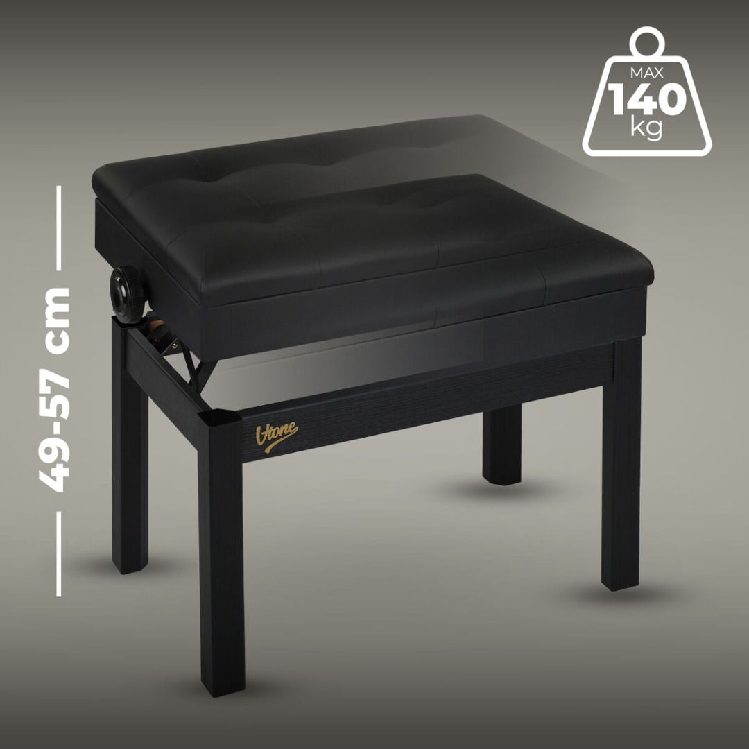 V-TONE Klavier- und Keyboardsbank mit Stauraum, Schwarz