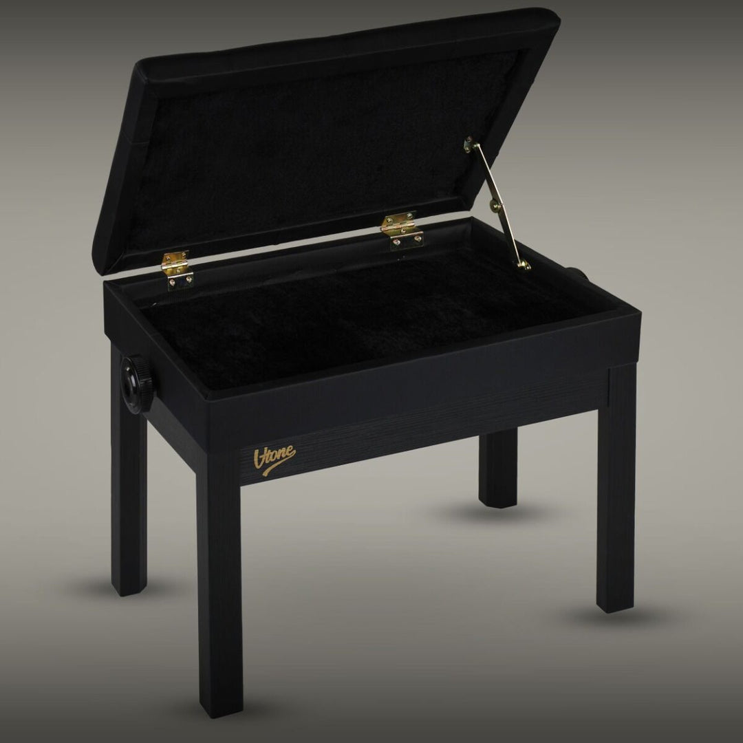 V-TONE Klavier- und Keyboardsbank mit Stauraum, Schwarz
