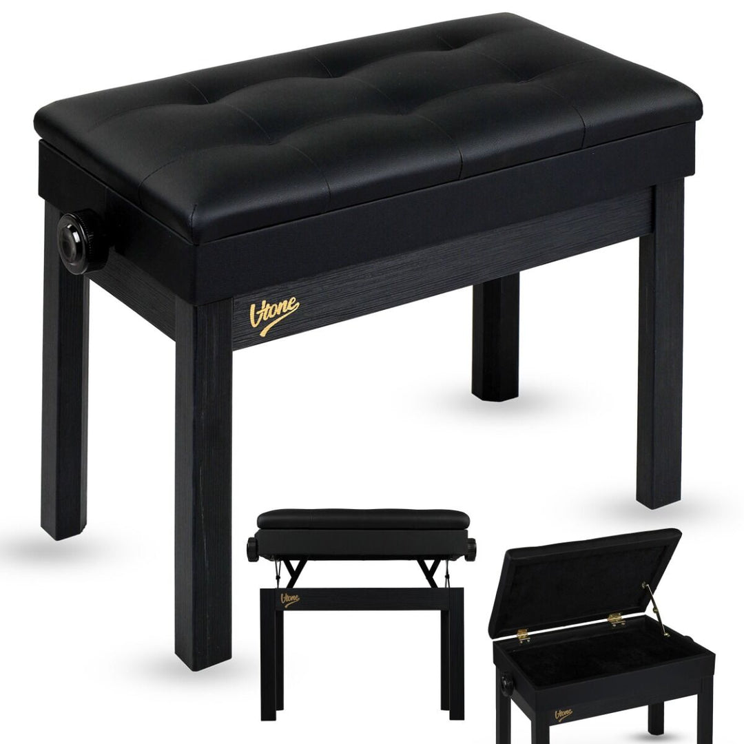V-TONE Klavier- und Keyboardsbank mit Stauraum, Schwarz
