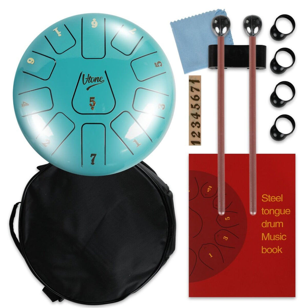 Tongue Drum 8" Cyan inkl. Tasche (11 Töne C Skala)