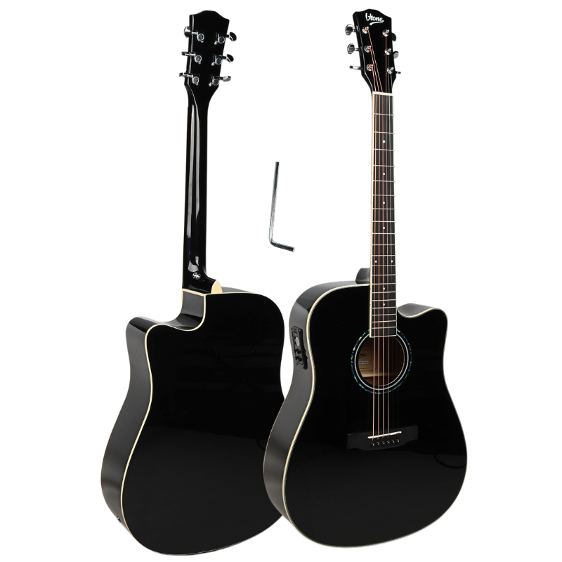 V-TONE VEAG1 CE BK elektroakustische Gitarre 4/4 Dreadnought Cutaway schwarz