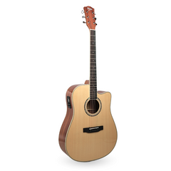 V-TONE VEAG1 CE NT Elektroakustische Gitarre 4/4 Dreadnought Cutaway – Natur
