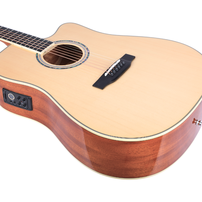 V-TONE VEAG1 CE NT Elektroakustische Gitarre 4/4 Dreadnought Cutaway – Natur