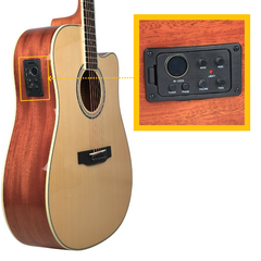 V-TONE VEAG1 CE NT Elektroakustische Gitarre 4/4 Dreadnought Cutaway – Natur