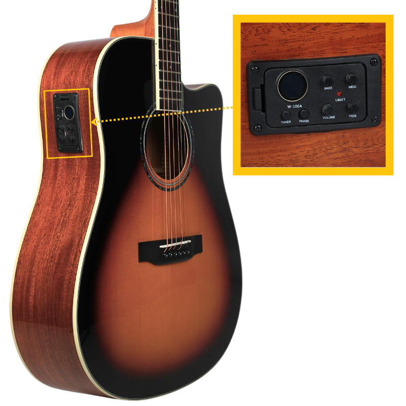 V-TONE VEAG1 CE VS elektroakustische Gitarren 4/4 dreadnought cutaway sunburst