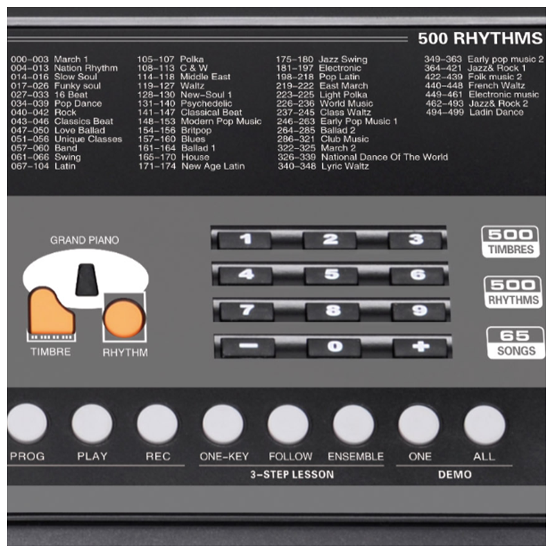 V-TONE VK-500 61L Keyboards – 61 Tangenter mit LED-Lernfunktion für Kinder und Anfänger