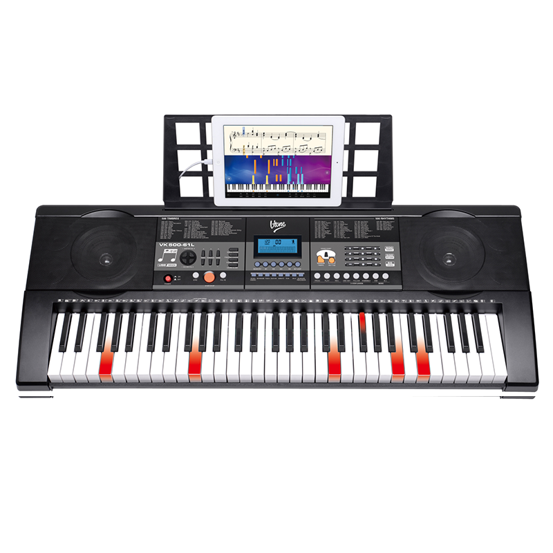 V-TONE VK-500 61L Keyboards – 61 Tangenter mit LED-Lernfunktion für Kinder und Anfänger