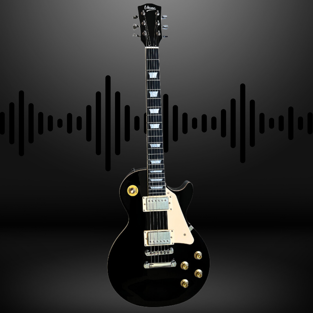 V-TONE VLP1 BK Elektrische Gitarren 4/4 Les Paul HH – Black Gloss