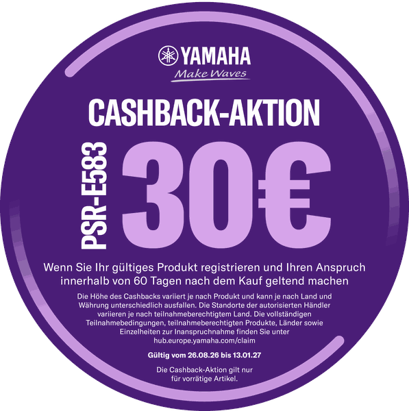 Yamaha Cashback-Aktion: 30 € zurückerhalten – so geht's